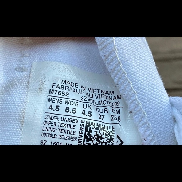 Women’s White All-Star Converse Size 6.5 - Picture 6 of 6